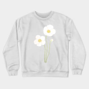 2 white anemone flowers  in and watercolor Crewneck Sweatshirt